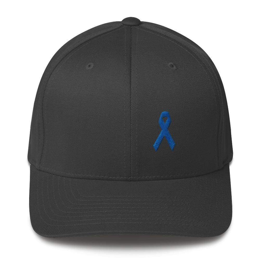 Colon Cancer Awareness Twill Flexfit Fitted Hat with Dark Blue