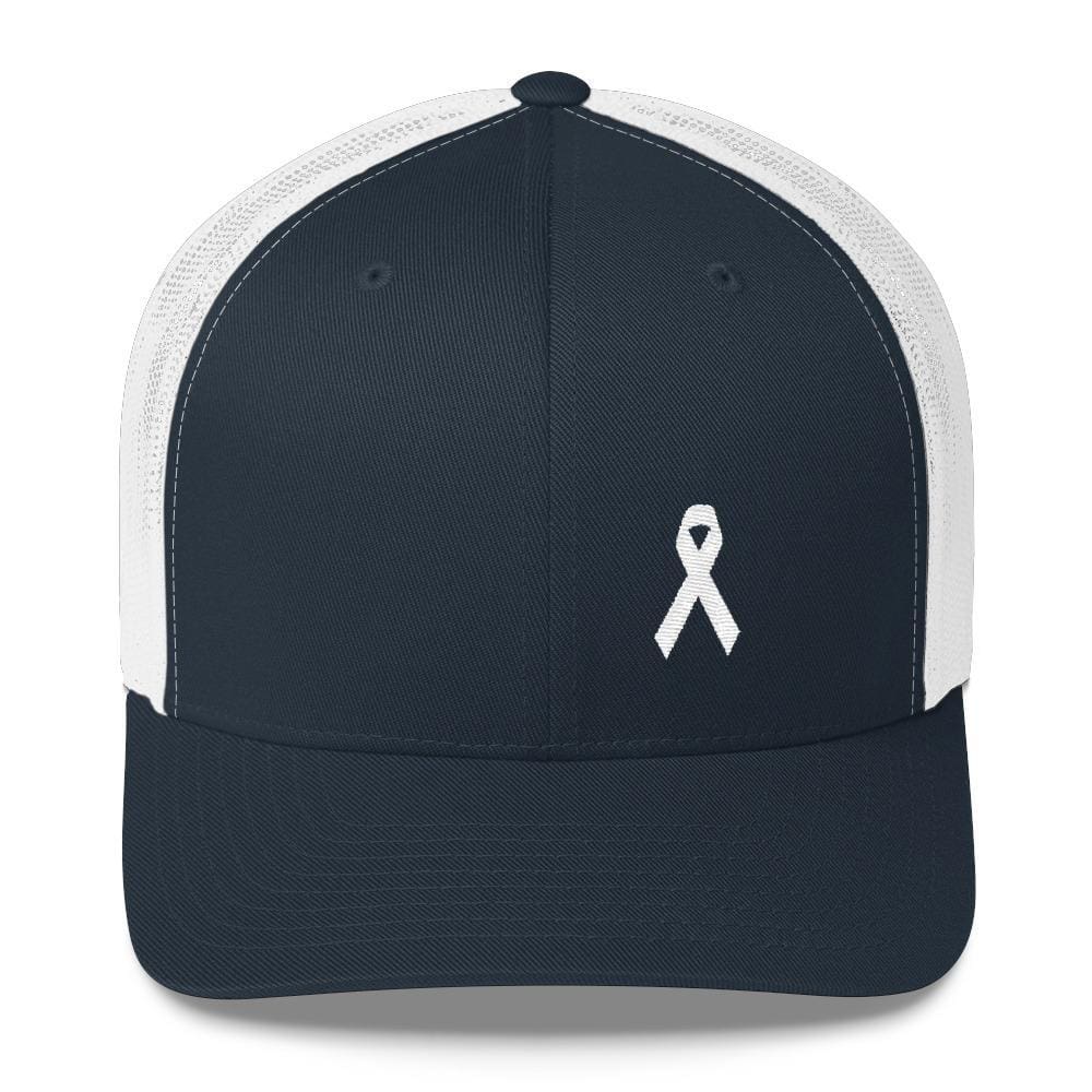 White Ribbon Awareness Snapback Trucker Hat