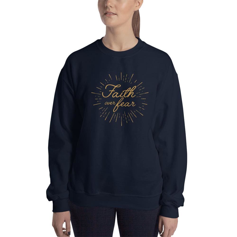 Women s Faith over Fear Christian Crewneck Sweatshirt FACT goods