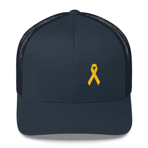 Yellow Ribbon Snapback Trucker Hat for Sarcoma Awareness, Military Cau ...